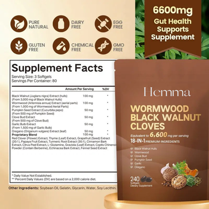 Black Walnut Wormwood Clove Herbal Capsules
